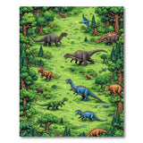 Multi-color and Patterns Dinosaur Forest Adventure Area Rug