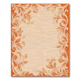 Beige Area Rug with Ornate Orange Floral Border