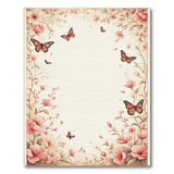Vintage Pink Floral Butterfly Area Rug