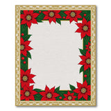 Red Poinsettia Gold Frame Border Rug