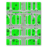 Green Retro Pixel City Street Area Rug