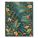 ODIKA Washable Tropical Botanical Floral Area Rug - Low Pile Non-Slip