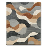 Wavy Grey Abstract Area Rug