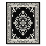 Elegant Black White Ornate Medallion Area Rug