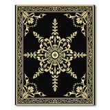 Gold and Silver Ornate Gold Mandala Black Area Rug