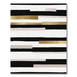 Modern Black Gold Foil Stripe Area Rug