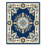 Navy Teal Floral Medallion Persian Area Rug