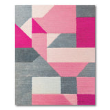 Vibrant Pink Grey Geometric Modern Area Rug