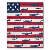 Patriotic American Flag with Propeller Planes Area Rug