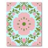 Pink Daisy Floral Medallion Area Rug on Teal