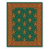 Emerald Green Persian Floral Rug with Orange Motifs
