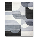 ODIKA Modern Abstract Geometric Washable Rug - Black & Grey Low Pile Non-Slip Area Rug, Pet & Kid Friendly