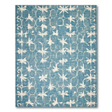 Teal Blue White Floral Lattice Area Rug