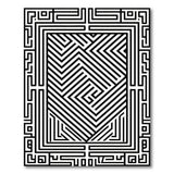 Intricate Black White Geometric Maze Geometric Modern Rug