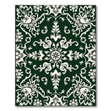 Elegant Green Floral Damask Green Area Rug