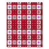 Festive Red Plaid Snowflake Poinsettia Rug