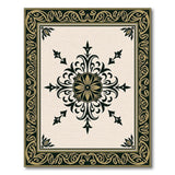 Ornate Gold Black Floral Medallion Rug