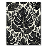 Bold Monstera Leaf Black White Area Rug