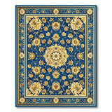 Blue Gold Floral Persian Area Rug