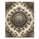 Gold and Silver Ornate Gold Medallion Floral Area Rug