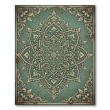 Green Teal Mandala Distressed Vintage Area Rug
