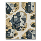 Aerial Rustic Cabins Village Area Rug