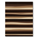 Wavy Brown Tan Striped Area Rug