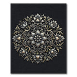 Elegant Gold Silver Floral Mandala Area Rug