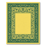Yellow Area Rug with Ornate Green Floral Border