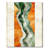 Green Orange Marble Swirl Abstract Area Rug