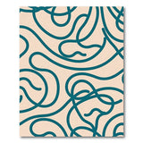 Teal Swirl Abstract Area Rug on Beige