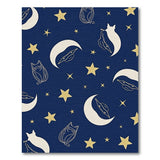 Whimsical Navy Cats UFOs Moons Stars Area Rug