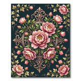 Ornate Pink Peony Medallion Area Rug