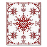 Ornate Red Snowflake Area Rug