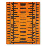 Vibrant Orange Black Geometric Line Area Rug