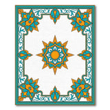 Blue and Teal Teal Persian Area Rug with Gold Floral Borders