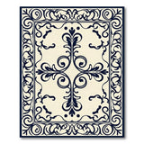 Elegant Black Ornate Floral Border Area Rug