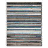 Modern Blue Striped Grey Area Rug