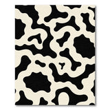 ODIKA Washable Abstract Fluid Wavy Area Rug, Black & Cream Low Pile