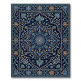 Blue and Teal Navy Teal Persian Floral Medallion Rug