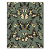 Vintage Butterfly Pattern Green Area Rug