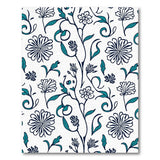 Teal Floral Outline Area Rug