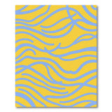 Sunny Yellow Blue Wavy Abstract Area Rug