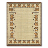 Adorable Teddy Bear Border Beige Area Rug