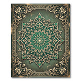 Emerald Green Ornate Mandala Persian Rug