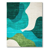 Blue and Teal Teal Wave Abstract Area Rug