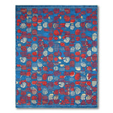 Multi-color and Patterns Vibrant Red Blue Geometric Abstract Area Rug