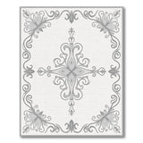 Grey Ornate Floral Medallion Area Rug