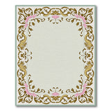 Ornate Gold Scroll Pink Floral Border Rug