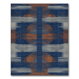 Navy Blue Orange Geometric Modern Area Rug